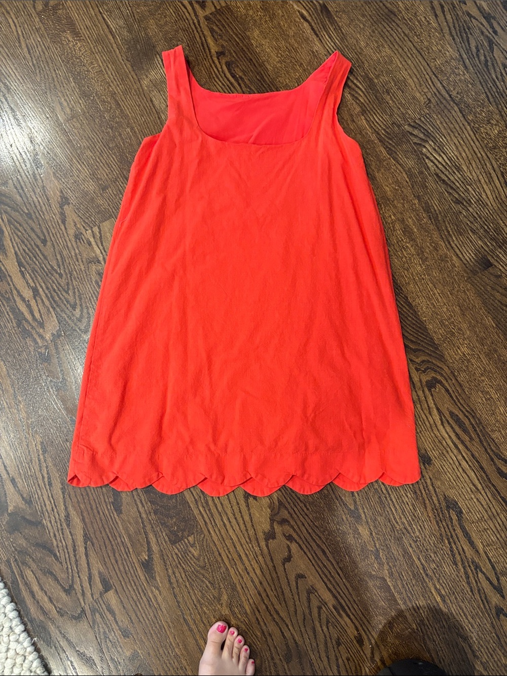 Women’s Mini Dress - Bright Coral Scallop Hem